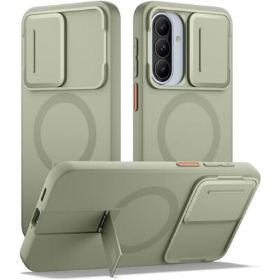 SURITCH Magnetische hoes, compatibel met Samsung Galaxy A57 5G, camerabescherming en verstelbare schokbestendige metalen standaard, dunne beschermhoes voor Galaxy A57 5G, groen SURITCH Magnetische hoes, compatibel met Samsung Galaxy A57 5G, camerabescherming en verstelbare schokbestendige metalen standaard, dunne beschermhoes voor Galaxy A57 5G, groen