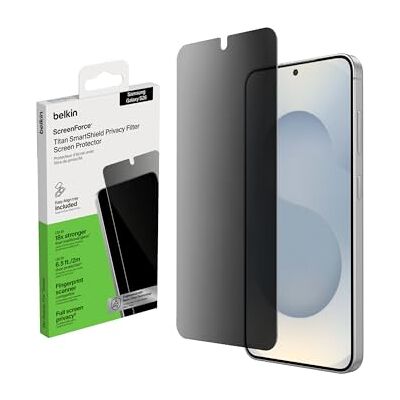 Belkin ScreenForce Titan SmartShield Anti-spionage-displaybescherming voor Samsung Galaxy S26, krasbestendig, anti-vingerafdruk, ultradun, met Easy Align-houder Belkin ScreenForce Titan SmartShield Anti-spionage-displaybescherming voor Samsung Galaxy S26, krasbestendig, anti-vingerafdruk, ultradun, met Easy Align-houder