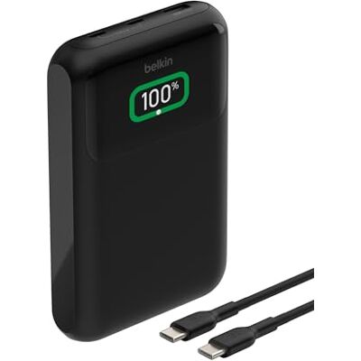 Belkin BoostCharge Externe batterij met 3 poorten voor laptop (20 K, USB-C en USB-A, USB-C Power Delivery, voor MacBook, iPhone 16 (alle modellen), iPad Pro, Galaxy S24 enz., zwart Belkin BoostCharge Externe batterij met 3 poorten voor laptop (20 K, USB-C en USB-A, USB-C Power Delivery, voor MacBook, iPhone 16 (alle modellen), iPad Pro, Galaxy S24 enz., zwart