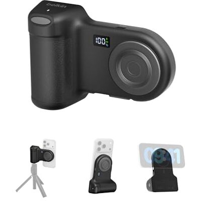 Belkin Stage PowerGrip, magnetische fotogreep en externe batterij 9300 mAh, intrekbare USB-C-kabel, Bluetooth-verbinding, statiefbevestiging, lcd-display, powerbank voor iPhone, Pixel en meer Belkin Stage PowerGrip, magnetische fotogreep en externe batterij 9300 mAh, intrekbare USB-C-kabel, Bluetooth-verbinding, statiefbevestiging, lcd-display, powerbank voor iPhone, Pixel en meer