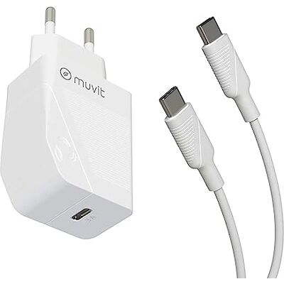 muvit vervangende oplader PD, 20 W, incl. USB-C/USB C BLAN muvit vervangende oplader PD, 20 W, incl. USB-C/USB C BLAN