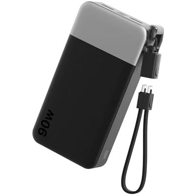 NOBIS Externe accu, 90 W, 20.000 mAh, powerbank met USB-C naar C-kabel Draagbare accu, snel opladen, bidirectioneel, digitaal display, voor iPhone, Samsung Galaxy, MacBook NOBIS Externe accu, 90 W, 20.000 mAh, powerbank met USB-C naar C-kabel Draagbare accu, snel opladen, bidirectioneel, digitaal display, voor iPhone, Samsung Galaxy, MacBook