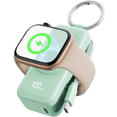 INIU Power Bank voor Apple Watch, Mini, 5000 mAh, 20 W, snellader, oplader Externe batterij met geïntegreerde kabel, slanke batterij met sleutelhanger en LCD voor iWatch 10/9/8/Ultra2 iPhone 18 17 INIU Power Bank voor Apple Watch, Mini, 5000 mAh, 20 W, snellader, oplader Externe batterij met geïntegreerde kabel, slanke batterij met sleutelhanger en LCD voor iWatch 10/9/8/Ultra2 iPhone 18 17
