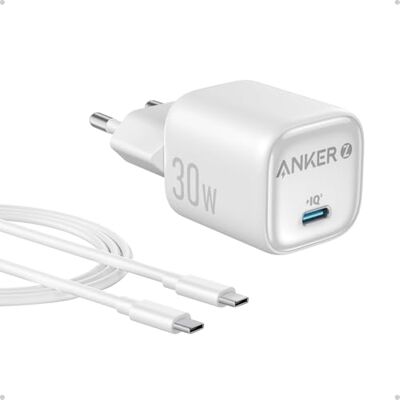 Anker Zolo GaN compacte oplader, 30 W USB-C-poort, verbeterde temperatuurregeling, klein formaat en 3 x sneller opladen, voor iPhone, iPad, Samsung, Pixel en andere Anker Zolo GaN compacte oplader, 30 W USB-C-poort, verbeterde temperatuurregeling, klein formaat en 3 x sneller opladen, voor iPhone, iPad, Samsung, Pixel en andere