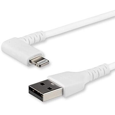 StarTech .com USB-A naar Lightning-kabel, robuust, 2 m, 90 graden gebogen, USB type A naar Lightning, robuuste Aramide-vezel, Apple MFi, iPhone (RUSBLTMM2MWR) StarTech .com USB-A naar Lightning-kabel, robuust, 2 m, 90 graden gebogen, USB type A naar Lightning, robuuste Aramide-vezel, Apple MFi, iPhone (RUSBLTMM2MWR)