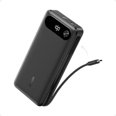 Anker Powerbank, draagbare oplader 20.000 mAh met geïntegreerde USB-C-kabel, 87 W Max, 2 USB-C en 1 USB-A, voor MacBook, iPhone 15/14, Samsung, Switch en meer Anker Powerbank, draagbare oplader 20.000 mAh met geïntegreerde USB-C-kabel, 87 W Max, 2 USB-C en 1 USB-A, voor MacBook, iPhone 15/14, Samsung, Switch en meer