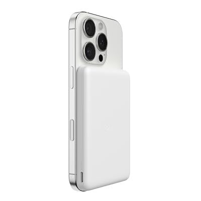 Belkin BoostCharge Externe accu, magnetisch, 5000 mAh, draagbare oplader, dun, met magnetische ring en USB-C-poort, powerbank voor iPhone, Galaxy, Pixelsnap, iPad, tablet, USB-C-kabel inbegrepen, wit Belkin BoostCharge Externe accu, magnetisch, 5000 mAh, draagbare oplader, dun, met magnetische ring en USB-C-poort, powerbank voor iPhone, Galaxy, Pixelsnap, iPad, tablet, USB-C-kabel inbegrepen, wit