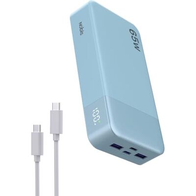 NOBIS 65 W externe batterij 20.000 mAh, externe batterij snel opladen PD QC, 2 x USB-C (in/out) & 2 x USB-A powerbank met digitaal display voor laptop, telefoon, tablet, hoofdtelefoon NOBIS 65 W externe batterij 20.000 mAh, externe batterij snel opladen PD QC, 2 x USB-C (in/out) & 2 x USB-A powerbank met digitaal display voor laptop, telefoon, tablet, hoofdtelefoon