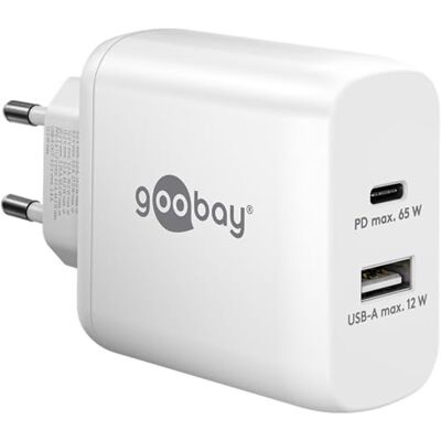 goobay 65410 Dual Charger 65W/USB-C & USB-A Power Delivery snellader met 2 USB-poorten/oplader voor mobiele telefoon, iPad, tablet enz. goobay 65410 Dual Charger 65W/USB-C & USB-A Power Delivery snellader met 2 USB-poorten/oplader voor mobiele telefoon, iPad, tablet enz.