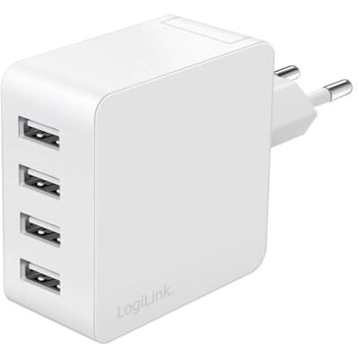Logilink PA0336W USB-oplaadadapter/stopcontact, 4 USB-A-poorten, 24 W, met 5-voudige bescherming Logilink PA0336W USB-oplaadadapter/stopcontact, 4 USB-A-poorten, 24 W, met 5-voudige bescherming