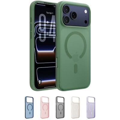 Belkin SheerForce Grip Beschermhoes voor iPhone 17 Pro Max, beschermhoes compatibel met MagSafe, dun design, bescherming met antislip groeven, magnetisch en schokbestendig, groen Belkin SheerForce Grip Beschermhoes voor iPhone 17 Pro Max, beschermhoes compatibel met MagSafe, dun design, bescherming met antislip groeven, magnetisch en schokbestendig, groen