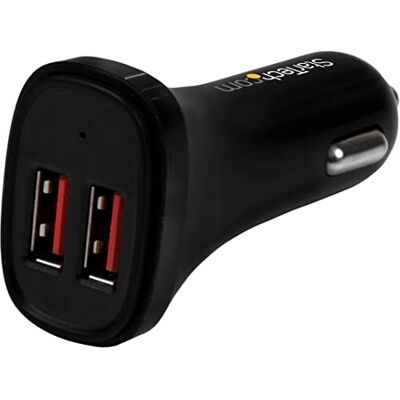 StarTech .com Auto-oplader dual-USB-aansluiting, hoog vermogen 24 W/4,8 A, zwart, autolader 2 USB-poorten, opladen van twee tablets in één keer (USB2PCARBKS) StarTech .com Auto-oplader dual-USB-aansluiting, hoog vermogen 24 W/4,8 A, zwart, autolader 2 USB-poorten, opladen van twee tablets in één keer (USB2PCARBKS)