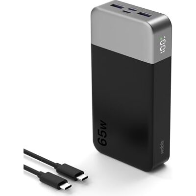 NOBIS 65 W externe batterij 20.000 mAh, externe batterij snel opladen PD QC, 2 x USB-C (in/out) & 2 x USB-A powerbank met digitaal display voor laptop, telefoon, tablet, hoofdtelefoon NOBIS 65 W externe batterij 20.000 mAh, externe batterij snel opladen PD QC, 2 x USB-C (in/out) & 2 x USB-A powerbank met digitaal display voor laptop, telefoon, tablet, hoofdtelefoon