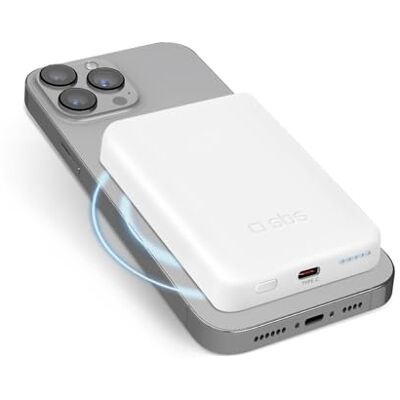 SBS Power Bank 5000 mAh batterij, compatibel met MagSafe, draadloos opladen, USB-C-aansluiting, statusled, universeel voor iPhone, Samsung, Xiaomi, Oppo, wit. SBS Power Bank 5000 mAh batterij, compatibel met MagSafe, draadloos opladen, USB-C-aansluiting, statusled, universeel voor iPhone, Samsung, Xiaomi, Oppo, wit.