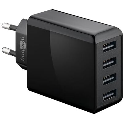 goobay Oplader met 4 USB-poorten (30 W) zwart goobay Oplader met 4 USB-poorten (30 W) zwart
