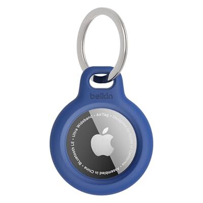 Belkin F8W973 AirTag hoesje met sleutelring, veilige beschermhoes voor AirTag met krasbestendig accessoire, blauw Belkin F8W973 AirTag hoesje met sleutelring, veilige beschermhoes voor AirTag met krasbestendig accessoire, blauw