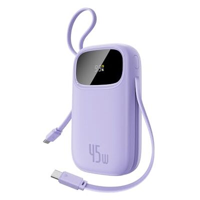 Baseus Powerbank 20.000mAh 45W met geïntegreerde USB-C kabel, QPow3 Power Bank PD3.0 QC4.0, 3 USB-C, 1 USB-A, draagbare oplader voor iPhone 16/15/14 Pro Max, iPad, Galaxy, blauw Baseus Powerbank 20.000mAh 45W met geïntegreerde USB-C kabel, QPow3 Power Bank PD3.0 QC4.0, 3 USB-C, 1 USB-A, draagbare oplader voor iPhone 16/15/14 Pro Max, iPad, Galaxy, blauw