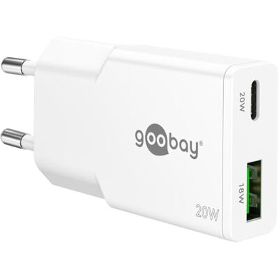 goobay USB-C PD GaN 75730 Dual Quick Charge Slim 20W (wit) Power Delivery voeding, USB-A Quick Charge poort, voeding voor smartphone en tablet goobay USB-C PD GaN 75730 Dual Quick Charge Slim 20W (wit) Power Delivery voeding, USB-A Quick Charge poort, voeding voor smartphone en tablet