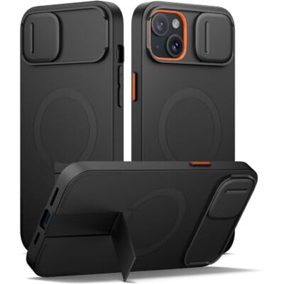 SURITCH Magnetisch hoesje compatibel met iPhone 14 Plus/15 Plus, schokbestendige beschermhoes, met verschuifbare camera-afdekking en verstelbare standaard (zwart) SURITCH Magnetisch hoesje compatibel met iPhone 14 Plus/15 Plus, schokbestendige beschermhoes, met verschuifbare camera-afdekking en verstelbare standaard (zwart)
