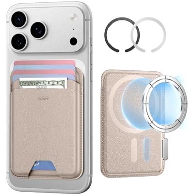 ESR MagSafe-portemonnee, 5 kaarthouders voor telefoonhoesje MagSafe sticker inbegrepen, dunne magnetische portemonnee voor iPhone 17e/17/16/15/14/13/12, Samsung Galaxy, Desert Titanium ESR MagSafe-portemonnee, 5 kaarthouders voor telefoonhoesje MagSafe sticker inbegrepen, dunne magnetische portemonnee voor iPhone 17e/17/16/15/14/13/12, Samsung Galaxy, Desert Titanium