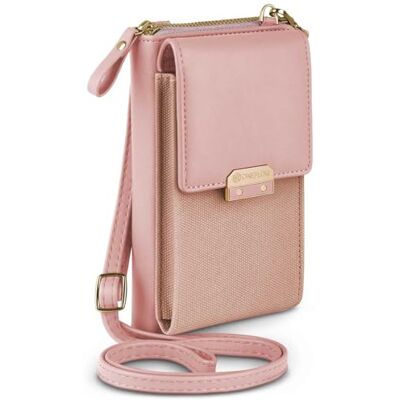OneFlow Bliss Purse Google Pixel 9a telefoonhoes voor dames met portemonnee, schoudertas met portemonnee en vak voor mobiele telefoon, kleine handtas, roze OneFlow Bliss Purse Google Pixel 9a telefoonhoes voor dames met portemonnee, schoudertas met portemonnee en vak voor mobiele telefoon, kleine handtas, roze