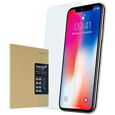 doupi Displaybescherming voor iPhone 11 Pro (2019) / XS/X (5,8 inch), Prime displaybeschermfolie van gehard glas 0,3 mm 9H, zeer sterke bescherming doupi Displaybescherming voor iPhone 11 Pro (2019) / XS/X (5,8 inch), Prime displaybeschermfolie van gehard glas 0,3 mm 9H, zeer sterke bescherming