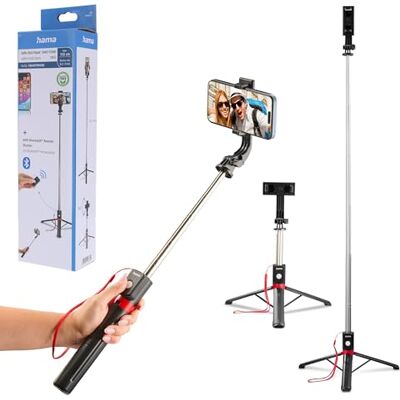 Hama Selfiestick voor mobiele telefoon van 30 tot 110 cm met foto/video-ontspanner (ultralicht 195 g, afmetingen ingeklapt: 24 cm, selfiestick met statief en bluetooth-afstandsbediening, houder Hama Selfiestick voor mobiele telefoon van 30 tot 110 cm met foto/video-ontspanner (ultralicht 195 g, afmetingen ingeklapt: 24 cm, selfiestick met statief en bluetooth-afstandsbediening, houder