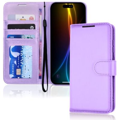 TECHGEAR iPhone 17 PU-lederen portemonneehoesje met RFID-blokkering, kaarthouder en contant geld, standaard, polsband, magnetische sluiting (lila) TECHGEAR iPhone 17 PU-lederen portemonneehoesje met RFID-blokkering, kaarthouder en contant geld, standaard, polsband, magnetische sluiting (lila)