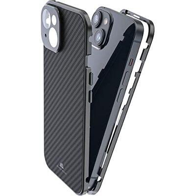 Black Rock 360 graden glazen hoesje geschikt voor Apple iPhone 14 I mobiele telefoonhoes carbon achterkant (transparant met zwart frame) Black Rock 360 graden glazen hoesje geschikt voor Apple iPhone 14 I mobiele telefoonhoes carbon achterkant (transparant met zwart frame)