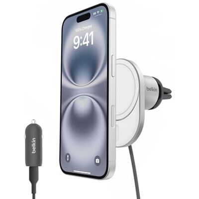 Belkin BoostCharge Pro Magnetische autolader, draadloos, met Qi2 (15 W), MagSafe-compatibele oplader voor alle iPhone 17, iPhone Air, USB-C-kabel en 20 W-adapter inbegrepen Belkin BoostCharge Pro Magnetische autolader, draadloos, met Qi2 (15 W), MagSafe-compatibele oplader voor alle iPhone 17, iPhone Air, USB-C-kabel en 20 W-adapter inbegrepen