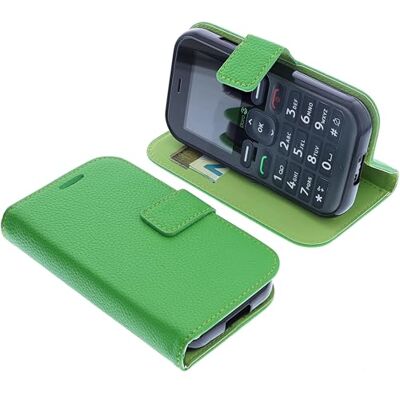foto-kontor Beschermhoes compatibel met Doro Leva L10 / E10 Groen Boekstijl Beschermhoes voor mobiele telefoon Flip case met standaard foto-kontor Beschermhoes compatibel met Doro Leva L10 / E10 Groen Boekstijl Beschermhoes voor mobiele telefoon Flip case met standaard