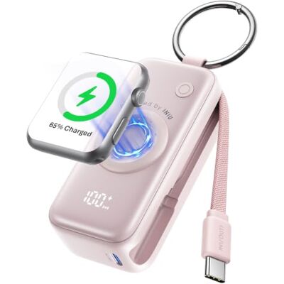 INIU Power Bank voor Apple Watch, Mini 5000 mAh, 20 W, snel opladen Externe batterij met geïntegreerde kabel, dunne batterij met sleutelhanger en LCD voor iWatch 10/9/8/Ultra2 iPhone 18 17 INIU Power Bank voor Apple Watch, Mini 5000 mAh, 20 W, snel opladen Externe batterij met geïntegreerde kabel, dunne batterij met sleutelhanger en LCD voor iWatch 10/9/8/Ultra2 iPhone 18 17