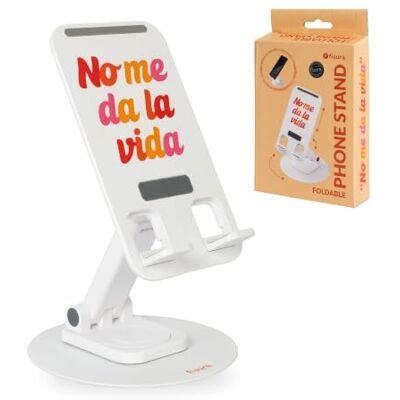 FISURA Originele opvouwbare telefoonstandaard "No me da la vida Opvouwbare tafeltelefoonhouder. Antislip onderkant. Universele compatibiliteit met iPhone, Samsung, Huawei, Xiaomi Redmi. FISURA Originele opvouwbare telefoonstandaard "No me da la vida Opvouwbare tafeltelefoonhouder. Antislip onderkant. Universele compatibiliteit met iPhone, Samsung, Huawei, Xiaomi Redmi.