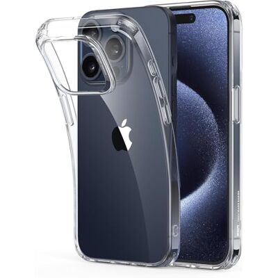 ESR Beschermhoes voor iPhone 15 Pro, transparante siliconen, schokbestendig, vergeelt niet, Zero serie, transparant ESR Beschermhoes voor iPhone 15 Pro, transparante siliconen, schokbestendig, vergeelt niet, Zero serie, transparant