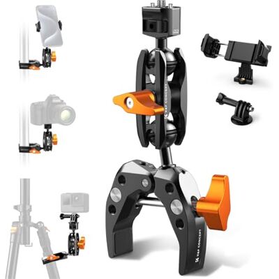 K&F CONCEPT Magische arm + 360° kogelgewricht super klemtang – multi-hoek Verstelbare houder met GoPro-adapter en telefoonklem, max. 3 kg MS13 K&F CONCEPT Magische arm + 360° kogelgewricht super klemtang – multi-hoek Verstelbare houder met GoPro-adapter en telefoonklem, max. 3 kg MS13