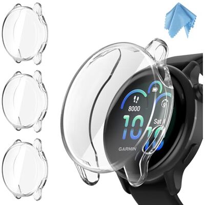 FINTIE Beschermhoes compatibel met Garmin Vivoactive 6 3 stuks displaybeschermfolie van zacht TPU, volledige bescherming, krasbestendig en schokbestendig, transparant FINTIE Beschermhoes compatibel met Garmin Vivoactive 6 3 stuks displaybeschermfolie van zacht TPU, volledige bescherming, krasbestendig en schokbestendig, transparant