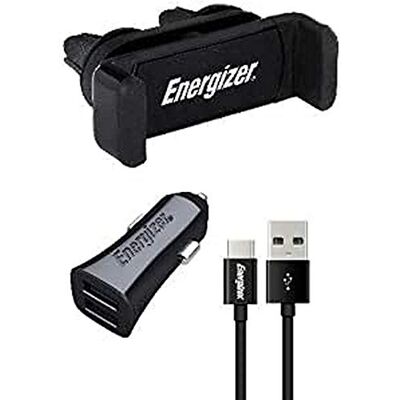 Energizer Mobile And Accessories, CKITB2CC23 autoset, cliphouder, 3,4 A, 2 USB, incl. Lightning-kabel/MFI-compatibel sigarettenaansteker-stopcontact, snel opladen en synchroniseren, zwart Energizer Mobile And Accessories, CKITB2CC23 autoset, cliphouder, 3,4 A, 2 USB, incl. Lightning-kabel/MFI-compatibel sigarettenaansteker-stopcontact, snel opladen en synchroniseren, zwart