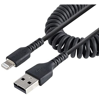 StarTech .com USB naar Lightning-kabel, 1 m, MFi-gecertificeerd, zwarte adapter, TPE-coating, iPhone-oplaadkabel, spiraalvezel, zeer robuust (RUSB2ALT1MBC) StarTech .com USB naar Lightning-kabel, 1 m, MFi-gecertificeerd, zwarte adapter, TPE-coating, iPhone-oplaadkabel, spiraalvezel, zeer robuust (RUSB2ALT1MBC)