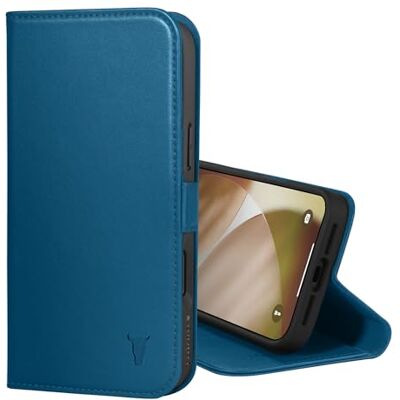 TORRO Beschermhoes compatibel met iPhone 17 Pro 6,3 inch 2025 – beschermhoes van echt leer met standaard en kaarthouder (compatibel met officiële MagSafe-opladers) – blauw TORRO Beschermhoes compatibel met iPhone 17 Pro 6,3 inch 2025 – beschermhoes van echt leer met standaard en kaarthouder (compatibel met officiële MagSafe-opladers) – blauw