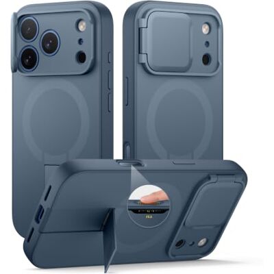 SURITCH Magnetische hoes, compatibel met iPhone 18 Pro, donkerblauw Geïntegreerde standaard, lensdeksel, camerabedieningsknop, sterke magnetische beschermhoezen SURITCH Magnetische hoes, compatibel met iPhone 18 Pro, donkerblauw Geïntegreerde standaard, lensdeksel, camerabedieningsknop, sterke magnetische beschermhoezen