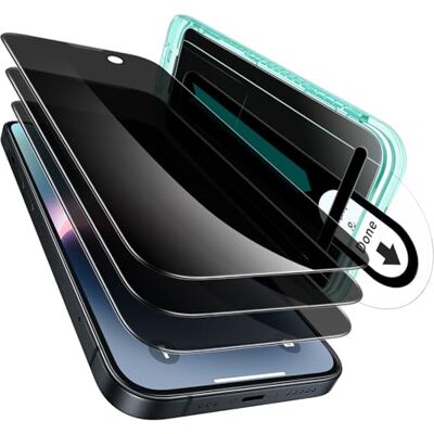 ESR Gehard glas anti-spion voor iPhone 17e/iPhone 16e/14/13/13 Pro, eenvoudige installatieframe, zeer robuust, krasbestendig, militaire bescherming, 3 stuks met Flawless Fit Tray ESR Gehard glas anti-spion voor iPhone 17e/iPhone 16e/14/13/13 Pro, eenvoudige installatieframe, zeer robuust, krasbestendig, militaire bescherming, 3 stuks met Flawless Fit Tray
