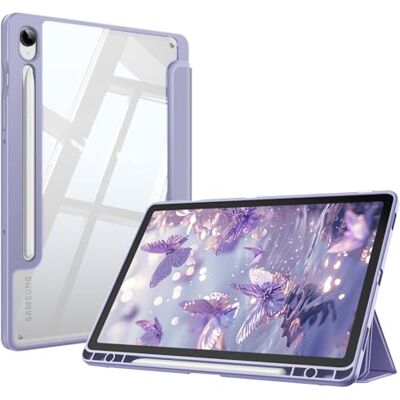 FINTIE Beschermhoes voor Samsung Galaxy Tab S10 Lite 10,9 inch 2025 en S Pen houder, slanke schokbestendige hybride hoes met transparante achterkant, grijs-paars FINTIE Beschermhoes voor Samsung Galaxy Tab S10 Lite 10,9 inch 2025 en S Pen houder, slanke schokbestendige hybride hoes met transparante achterkant, grijs-paars