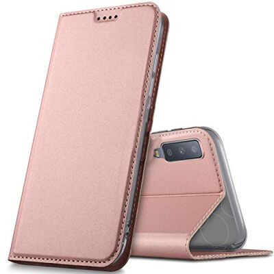 Verco Beschermhoes voor Samsung Galaxy A7 (2018), portefeuillehoes voor Galaxy A7 (2018) met magnetische portemonneefunctie, roze Verco Beschermhoes voor Samsung Galaxy A7 (2018), portefeuillehoes voor Galaxy A7 (2018) met magnetische portemonneefunctie, roze