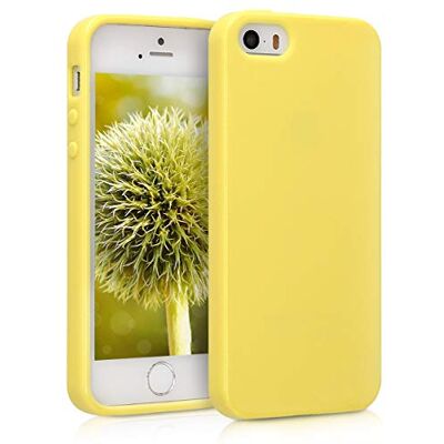 kwmobile Beschermhoes compatibel met Apple iPhone SE (1.Gen 2016) / 5 / 5S – zachte siliconen beschermhoes – mat pastelgeel kwmobile Beschermhoes compatibel met Apple iPhone SE (1.Gen 2016) / 5 / 5S – zachte siliconen beschermhoes – mat pastelgeel