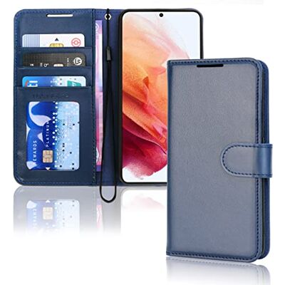 TECHGEAR Galaxy S23 beschermhoes van leer, beschermhoes met kaarthouder, standaard en polsband, PU-leer, blauw, met magneetsluiting, ontworpen voor Samsung S23 5G TECHGEAR Galaxy S23 beschermhoes van leer, beschermhoes met kaarthouder, standaard en polsband, PU-leer, blauw, met magneetsluiting, ontworpen voor Samsung S23 5G