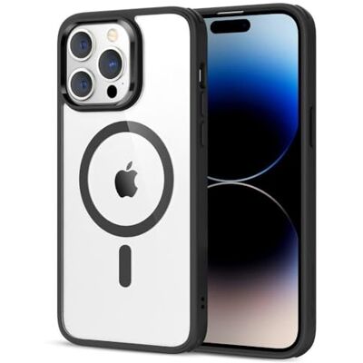 ESR beschermhoes voor iPhone 14 Pro Max, compatibel met MagSafe Classic Hybrid, magnetisch, met HaloLock, militaire standaard, anti-val, krasbestendige achterkant, zwart transparant ESR beschermhoes voor iPhone 14 Pro Max, compatibel met MagSafe Classic Hybrid, magnetisch, met HaloLock, militaire standaard, anti-val, krasbestendige achterkant, zwart transparant