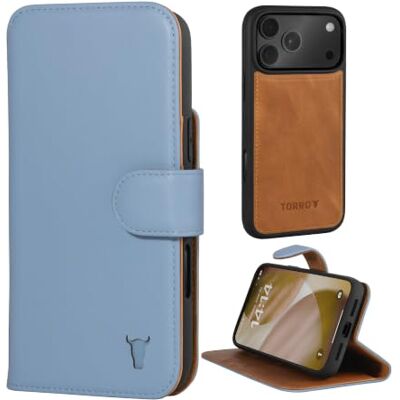 TORRO 2-in-1 leren hoes voor iPhone 18 Pro en 17 Pro, lichtblauw Echt leer, schokbestendig, magnetische afneembare portemonnee, standaard, compatibel met MagSafe-opladen TORRO 2-in-1 leren hoes voor iPhone 18 Pro en 17 Pro, lichtblauw Echt leer, schokbestendig, magnetische afneembare portemonnee, standaard, compatibel met MagSafe-opladen