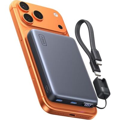 INIU MagSafe-oplader, dunste 25 W Qi2.2 10000 mAh magnetische draagbare batterij, snel opladen 45 W PD met geïntegreerde USB-C-kabel, externe batterij voor iPhone Air 17 16 15 14 13 12 INIU MagSafe-oplader, dunste 25 W Qi2.2 10000 mAh magnetische draagbare batterij, snel opladen 45 W PD met geïntegreerde USB-C-kabel, externe batterij voor iPhone Air 17 16 15 14 13 12