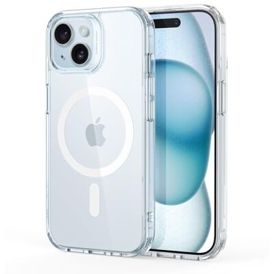ESR Magnetische hoes voor iPhone 15, compatibel met MagSafe en HaloLock, transparant, militaire bescherming, vergeelt niet, krasbestendige achterkant, blauw ESR Magnetische hoes voor iPhone 15, compatibel met MagSafe en HaloLock, transparant, militaire bescherming, vergeelt niet, krasbestendige achterkant, blauw