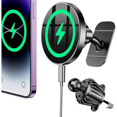 Coolpow Magsafe Autolader 15W Top Charge magnetische draadloze telefoonhouder voor iPhone 17 Pro Max 16 15 14 13 12 Magsafe autolader voor ventilatierooster en bord Coolpow Magsafe Autolader 15W Top Charge magnetische draadloze telefoonhouder voor iPhone 17 Pro Max 16 15 14 13 12 Magsafe autolader voor ventilatierooster en bord